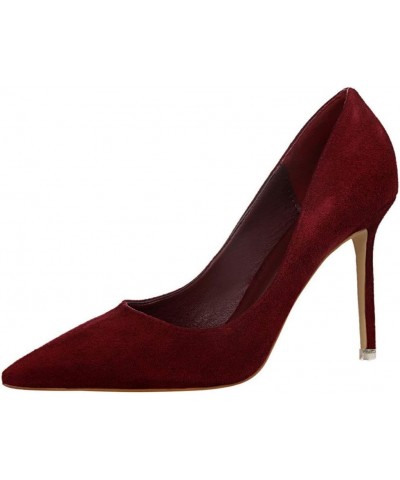 Women's Heels Pump Shoes High-heeled Dress Sandals for Party Burgundy-wxg737 $24.31 Pumps