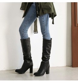 2022 Women's Autumn and Winter New Solid and Snake Print Small Round Head High Heel Medium Boots Over The Knee Boots Wide Cal...