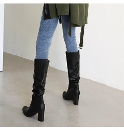 2022 Women's Autumn and Winter New Solid and Snake Print Small Round Head High Heel Medium Boots Over The Knee Boots Wide Cal...