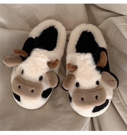 Women's Cute Animal Slippers Kawaii Fluffy Winter Warm Slippers Cow 2 40-41(fit39-40) $21.41 Slippers