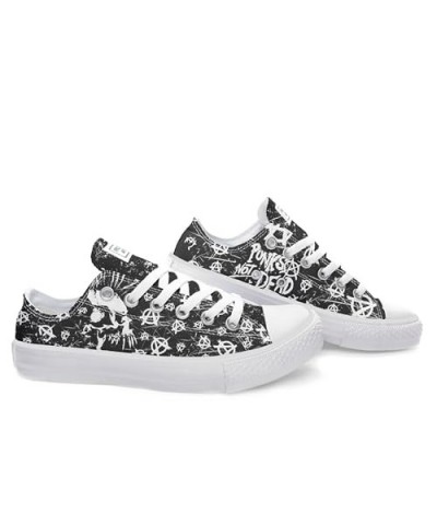 Skull anarchy - Punk is alive Pattern Print Custom Design canvas low top Classic Style Women Fashion Sneakers (10.5) 14.5 $45...