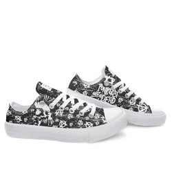 Skull anarchy - Punk is alive Pattern Print Custom Design canvas low top Classic Style Women Fashion Sneakers (10.5) 14.5 $45...