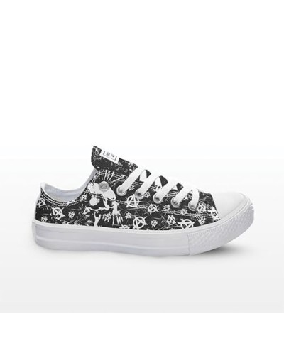 Skull anarchy - Punk is alive Pattern Print Custom Design canvas low top Classic Style Women Fashion Sneakers (10.5) 14.5 $45...