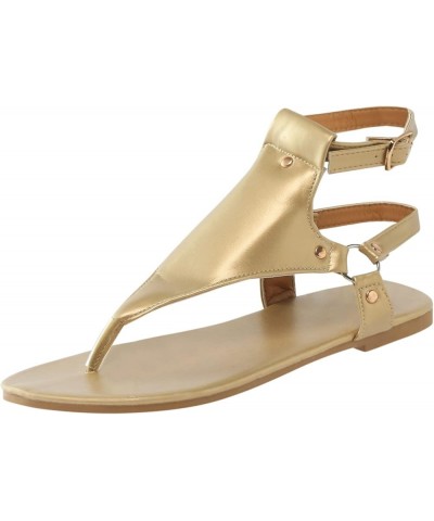 Sandals Womens Sandals Silver Flats Women Sandals Comfortable With Heels Women Flats Comfortable Size Gold-4 $21.80 Sandals