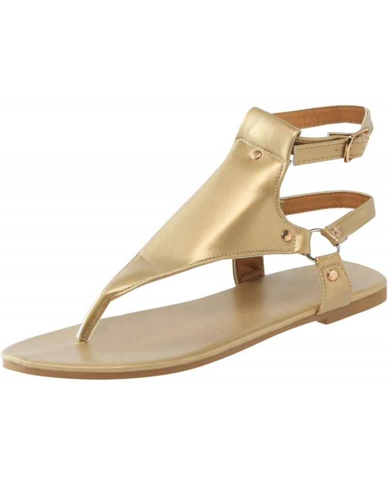 Sandals Womens Sandals Silver Flats Women Sandals Comfortable With Heels Women Flats Comfortable Size Gold-4 $21.80 Sandals