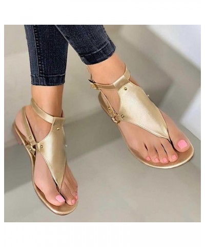 Sandals Womens Sandals Silver Flats Women Sandals Comfortable With Heels Women Flats Comfortable Size Gold-4 $21.80 Sandals