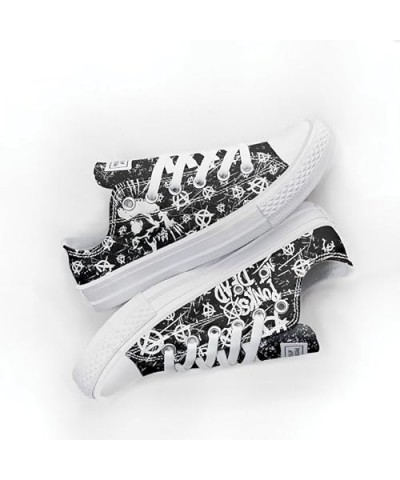 Skull anarchy - Punk is alive Pattern Print Custom Design canvas low top Classic Style Women Fashion Sneakers (10.5) 14.5 $45...