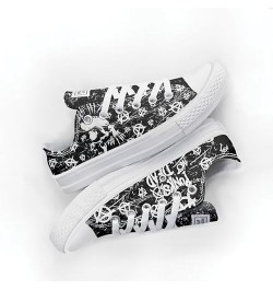 Skull anarchy - Punk is alive Pattern Print Custom Design canvas low top Classic Style Women Fashion Sneakers (10.5) 14.5 $45...