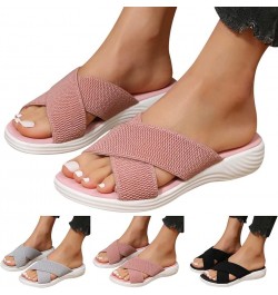 Fashion Spring Summer Women Slippers Flat Soft Sole Open Toe Lightweight Comfortable Solid Sneaker Slippers for Black $15.78 ...