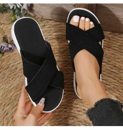 Fashion Spring Summer Women Slippers Flat Soft Sole Open Toe Lightweight Comfortable Solid Sneaker Slippers for Black $15.78 ...