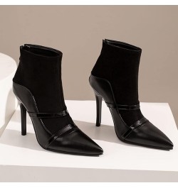 Classic Women's Fashion Ankle Boots Pointed Toe Back Zip High Heels Short Booties Evening Party Stiletto Dress Boots Black $1...