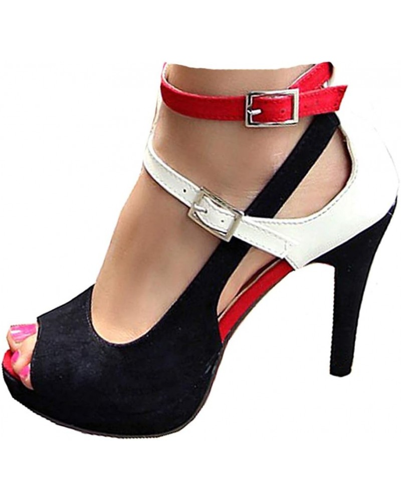 Women's High Heels Shoes Ankle Straps Dress Heeled Sandals Red Belt $19.13 Sandals