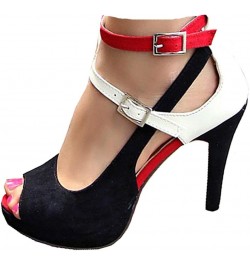 Women's High Heels Shoes Ankle Straps Dress Heeled Sandals Red Belt $19.13 Sandals