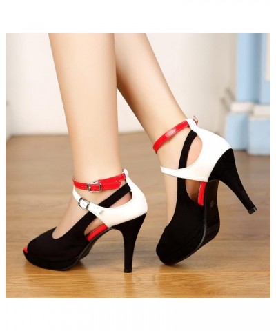 Women's High Heels Shoes Ankle Straps Dress Heeled Sandals Red Belt $19.13 Sandals