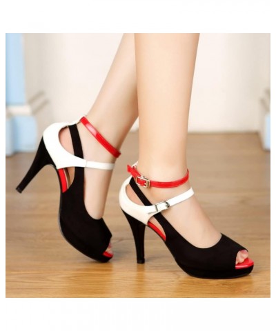 Women's High Heels Shoes Ankle Straps Dress Heeled Sandals Red Belt $19.13 Sandals