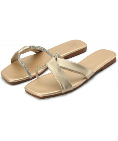 Flip Flops For Heel Strap Women Slides Womens Sandals Dressy Heavy Duty Drawer Slides Mary Jane Flats Sandals Gold-3 $11.67 A...