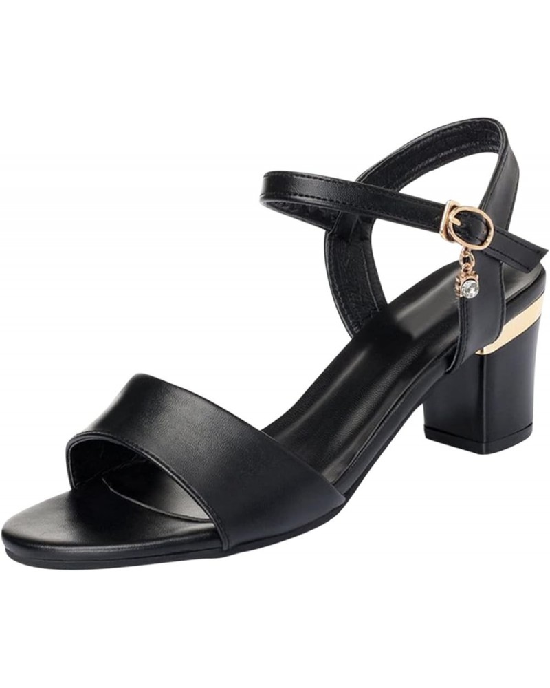 Heeled Sandal Cute Sandals For Women Black Dance Shoes Sandals Women Heels Comfortable High Heeled Sandals Fo H-black $13.45 ...