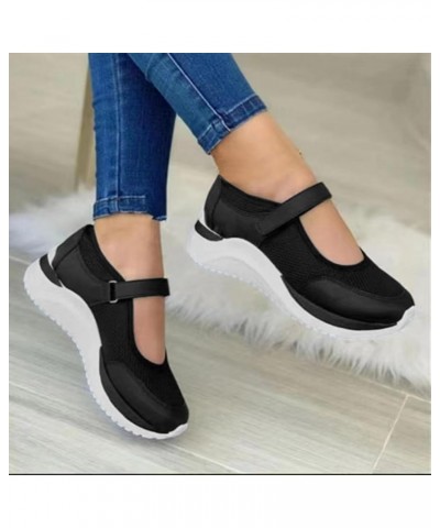 Womens Slip On Walking Shoes Casual Single Shoes for Women with Thick Soles Flying Woven Breathable Hook Dress Shoes Black $1...