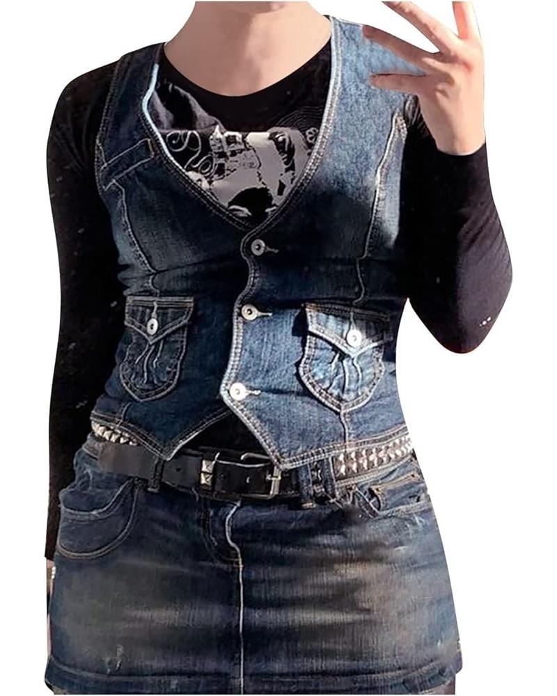 Camisoles Plus Size Short Slim Fit Strap Style Denim Vest Top Bra in Tops for Women H-blue - Women Fashion Denim Vest $11.85 ...