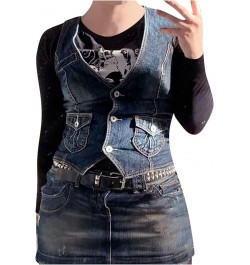 Camisoles Plus Size Short Slim Fit Strap Style Denim Vest Top Bra in Tops for Women H-blue - Women Fashion Denim Vest $11.85 ...