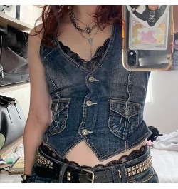 Camisoles Plus Size Short Slim Fit Strap Style Denim Vest Top Bra in Tops for Women H-blue - Women Fashion Denim Vest $11.85 ...