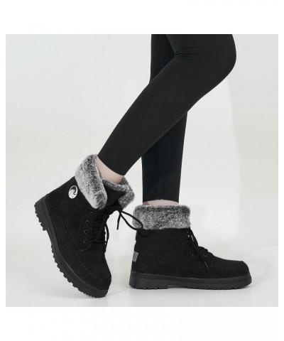 Winter Snow Boots for Women: Warm Fur Lined Ankle Booties Lace Up Slip on Outdoor Walking Womens Boots Black 008 $17.81 Boots