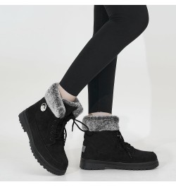 Winter Snow Boots for Women: Warm Fur Lined Ankle Booties Lace Up Slip on Outdoor Walking Womens Boots Black 008 $17.81 Boots