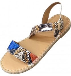 strap sandals for women, Fashion Spring And Summer Casual Flat Sandals Buckle Women's Sandals Blue $13.64 Pumps