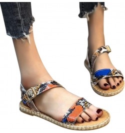 strap sandals for women, Fashion Spring And Summer Casual Flat Sandals Buckle Women's Sandals Blue $13.64 Pumps