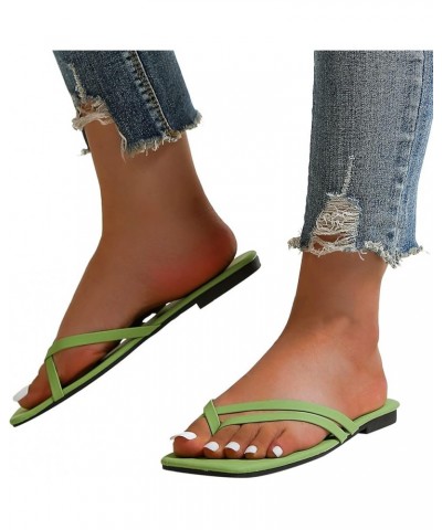 Women Summer Flat Sandals, Flat Sandals for Women Strappy Sandal, Flat Sandals with Buckled Ankle Strap Sandals Green $14.11 ...