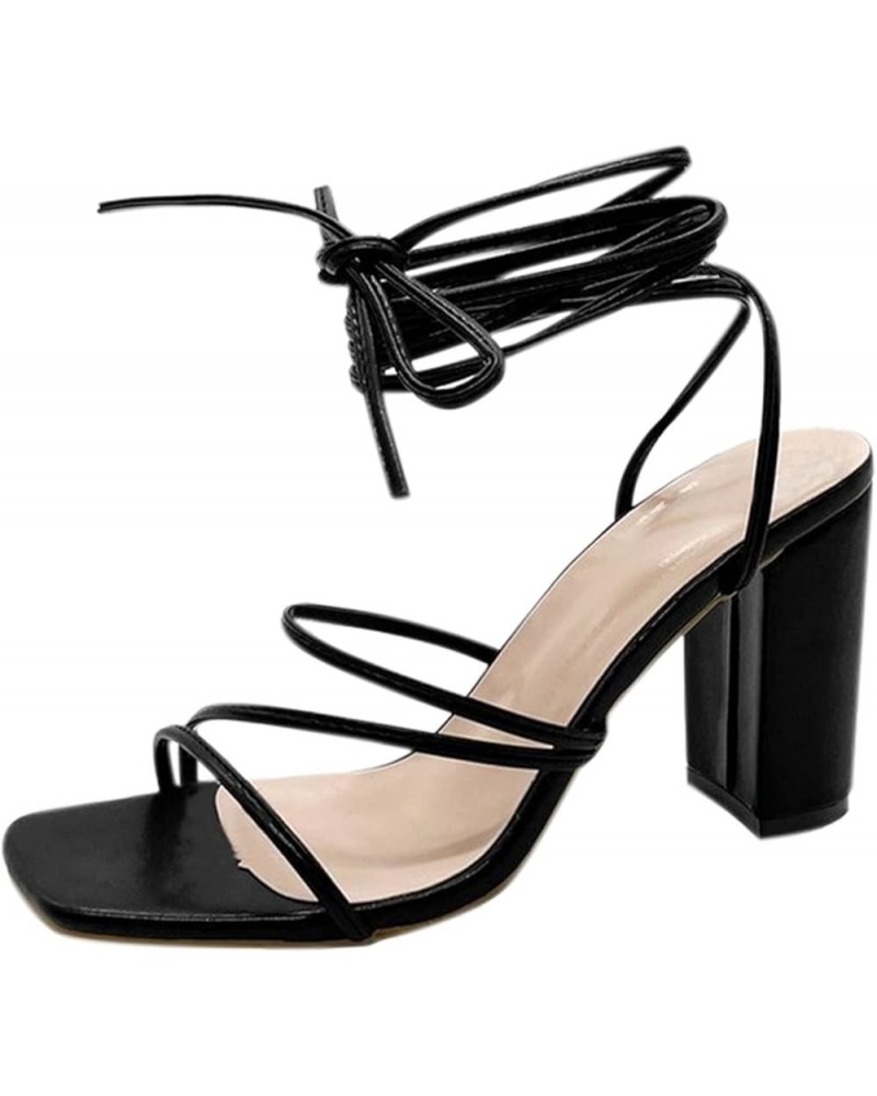 Pointed Toe Heels Sandals Transparent Strap Stiletto High Heels Slip on Mules Women'S Sandals for Wedding Black $16.20 Sandals