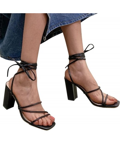 Pointed Toe Heels Sandals Transparent Strap Stiletto High Heels Slip on Mules Women'S Sandals for Wedding Black $16.20 Sandals