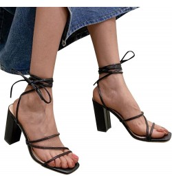 Pointed Toe Heels Sandals Transparent Strap Stiletto High Heels Slip on Mules Women'S Sandals for Wedding Black $16.20 Sandals