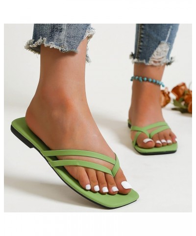 Women Summer Flat Sandals, Flat Sandals for Women Strappy Sandal, Flat Sandals with Buckled Ankle Strap Sandals Green $14.11 ...