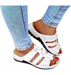 Leisure Fashion Women's Casual Breathable Outdoor Slippers Wedges Shoes Women's slipper White $11.72 Slippers