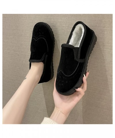 Fashion Winter Women Snow Boots Flat Non Slip Plush Warm And Comfortable Solid Color Round Toe Winter Boots Women Black $16.5...