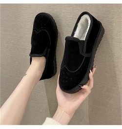 Fashion Winter Women Snow Boots Flat Non Slip Plush Warm And Comfortable Solid Color Round Toe Winter Boots Women Black $16.5...