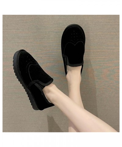 Fashion Winter Women Snow Boots Flat Non Slip Plush Warm And Comfortable Solid Color Round Toe Winter Boots Women Black $16.5...