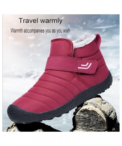 Women's Thermal Fur Lined Hiking Snow Boots Cold Outdoors In Winter Soft And Comfortable Anti-Slip Ankle Boots Grey $26.99 Boots