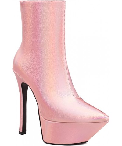 Fashion Women's Stiletto High Heel Platform Boots 69 Pink $33.62 Boots