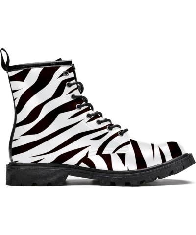 Winter Shoes for Women Girls Black and White Zebra High Top Lace Up Leather Boots Stylish Print Ankle Booties 6.5 Multicolour...