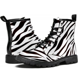 Winter Shoes for Women Girls Black and White Zebra High Top Lace Up Leather Boots Stylish Print Ankle Booties 6.5 Multicolour...