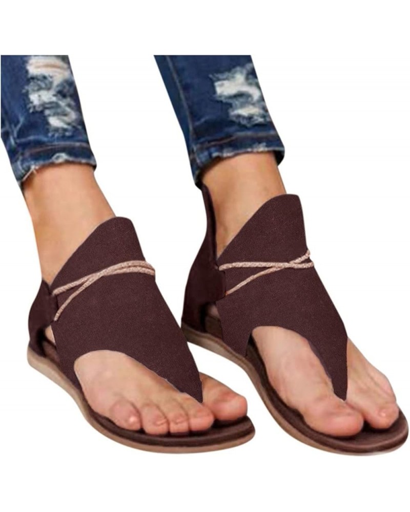 Flat Flip Flop Sandals for Women Dressy Summer Clip Toe Zip Up Sandals Anti Width Slip Wide Sandals Casual Slippers E-brown $...