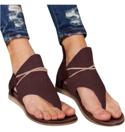 Flat Flip Flop Sandals for Women Dressy Summer Clip Toe Zip Up Sandals Anti Width Slip Wide Sandals Casual Slippers E-brown $...