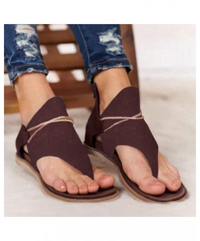 Flat Flip Flop Sandals for Women Dressy Summer Clip Toe Zip Up Sandals Anti Width Slip Wide Sandals Casual Slippers E-brown $...