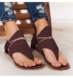 Flat Flip Flop Sandals for Women Dressy Summer Clip Toe Zip Up Sandals Anti Width Slip Wide Sandals Casual Slippers E-brown $...