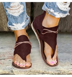 Flat Flip Flop Sandals for Women Dressy Summer Clip Toe Zip Up Sandals Anti Width Slip Wide Sandals Casual Slippers E-brown $...