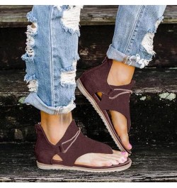 Flat Flip Flop Sandals for Women Dressy Summer Clip Toe Zip Up Sandals Anti Width Slip Wide Sandals Casual Slippers E-brown $...