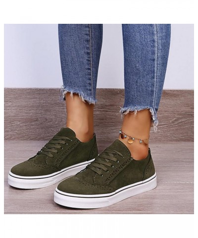 Fashion Spring and Summer Women Casual Shoes Large Size Comfortable Round Toe Lace Up Casual Womens Shoes Jean Look Green $16...