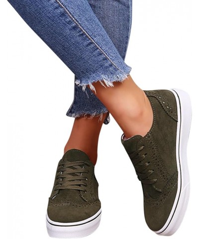 Fashion Spring and Summer Women Casual Shoes Large Size Comfortable Round Toe Lace Up Casual Womens Shoes Jean Look Green $16...